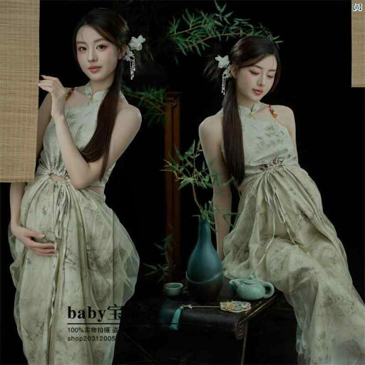 レディース フォトスタジオ 写真 服 クール 中華風 レトロ 水墨画 アート 妊娠中 チャイナ ドレス レディース フォトスタジオ 写真 服 クール 中華風 レトロ 水墨画 アート 妊娠中 チャイナ ドレス