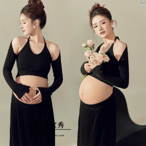 レディース フォトスタジオ 妊婦 写真撮影 ブラック ニット バックレス 3点 セット フォトアート 服 レディース フォトスタジオ 妊婦 写真撮影 ブラック ニット バックレス 3点 セット フォトアート 服