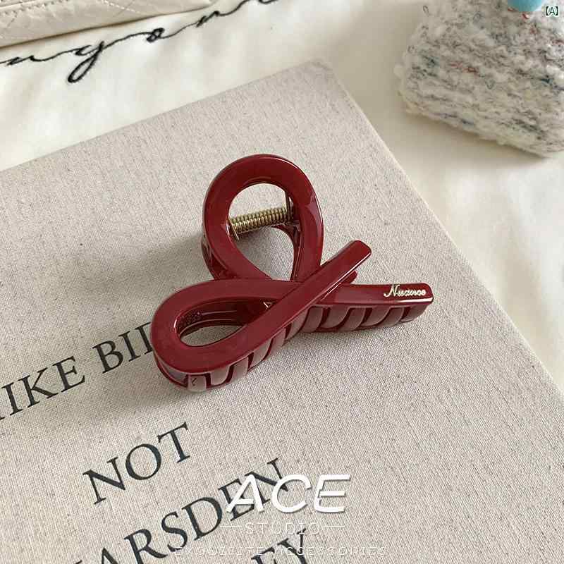ヘアクリップ　髪留め レディース アクセサリー 韓国 アンコラ レッド クリップ フランス製 高級 アセテート シャーク クリップ後頭部 ヘアピン
