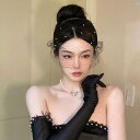 レディース アクセサリー 奇妙 ゴッドマザー ブラック レトロ ヘア アクセサリー チャイナ ドレス ブライダルベール ベール ハイエンド 帽子 ハロウィン