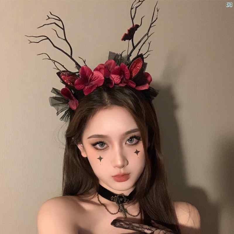 レディースファッション アクセサリー 綺麗 上品 海外 林 シェン 建 鹿 ハロウィン 頭飾り おかしい ヘア フープ アクセサリー ローズ ヘッド バンド エルフ ヘアピン レディース