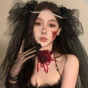 レディースファッション アクセサリー 綺麗 上品 海外 ハロウィン ダークナイト フェザーフラワー ベール ヘア アクセサリー レディース ゴースト 花嫁 帽子 Cos 写真 小道具
