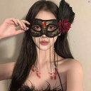 レディースファッション アクセサリー 綺麗 上品 海外 ハロウィンマスク ブラック バラ 花 羽 マスク レディース 大歳 ハーフ フェイスマスク 衣装 写真 小道具