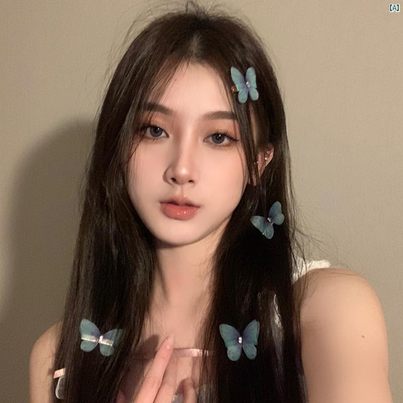 レディースファッション アクセサリー 綺麗 上品 海外 サマー エルフ バタフライ ヘア クリップ レトロ フォレスト チュール サイド アクセサリー 頭飾り レディース 写真 小道具