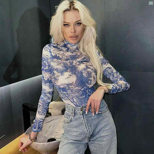 レディースファッション かわいい オシャレ 海外 動きすい プリント 長袖 レディース t シャツ 秋新 アメリカン ファッション 魅惑的 タイト ラウンドネック 三角 ジャンプ スーツ レディースファッション かわいい オシャレ 海外 動きすい プリント 長袖 レディース t シャツ 秋新 アメリカン ファッション 魅惑的 タイト ラウンドネック 三角 ジャンプ スーツ