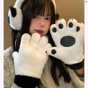レディースファッション ファッション小物 オシャレ 冬用 かわいい クマ 足 ぬいぐるみ 手袋 ベルベット 厚手 毛皮 覆われた ホルターネック 寒波から 守る 乗馬 最適 す