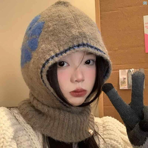 レディースファッション ファッション小物 オシャレ バラクラバ 秋冬 韓国 レトロ ニット ウール 帽子 スカーフ ワンピース プルオーバー 耳保護 レディースファッション ファッション小物 オシャレ バラクラバ 秋冬 韓国 レトロ ニット ウール 帽子 スカーフ ワンピース プルオーバー 耳保護