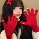 レディースファッション ファッション小物 オシャレ リトル ジェリービーン ニット ウール 手袋 冬 レッド スプリット フィンガー タッチ スクリーン サイクリング 耐寒性 暖かい 学生
