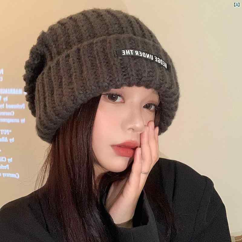 レディースファッション　ファッション小物　オシャレ 大きい頭囲 厚手 ウール 帽子 秋冬 韓国 顔 見せる 小柄 暖かい ニット ゆったり グレー