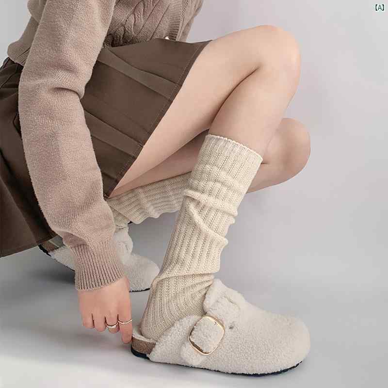 レディース　ファッション　ストッキング　オシャレ　靴下　足元 夜間 指導 室 アメリカン パイルソックス レディース 秋冬 暖かい JK カーフ ソックス ホワイト ミドル ブラウン ハーフ チューブ