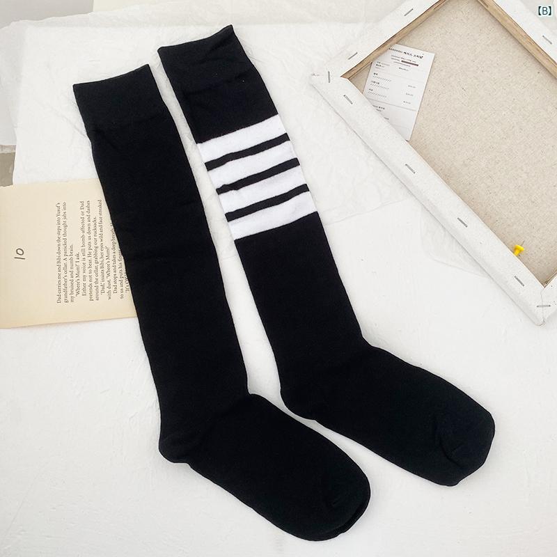 レディース　ファッション　ストッキング　オシャレ　靴下　足元 四本 縞 カーフ ソックス グレー レディース 秋 ミッド 和風 かわいい ネット スポーツ JK イン