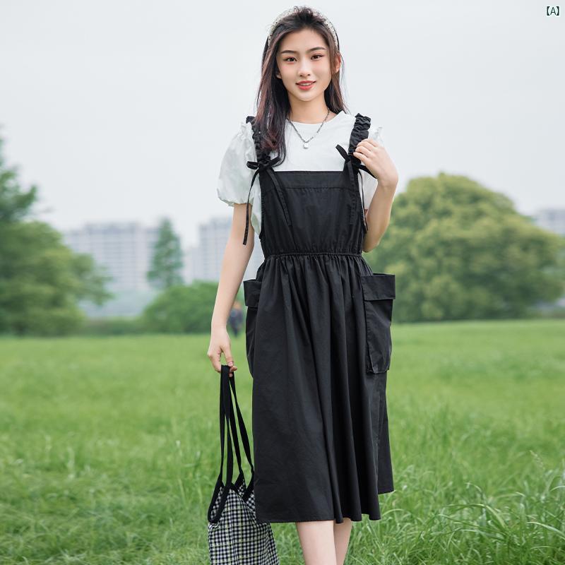 ガールズ中大 子供用 夏 サスペンダー ドレス スーツ ガールズ プリンセス スカート 中学生