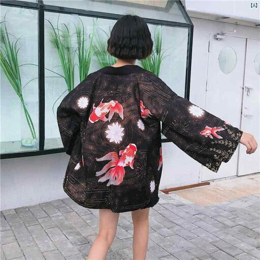 レトロ 和風 羽織り 七分袖 中華風 レッド 鯉 着物 カーディガン 日焼け防止 服 メンズレディース ジャケット レトロ 和風 羽織り 七分袖 中華風 レッド 鯉 着物 カーディガン 日焼け防止 服 メンズレディース ジャケット