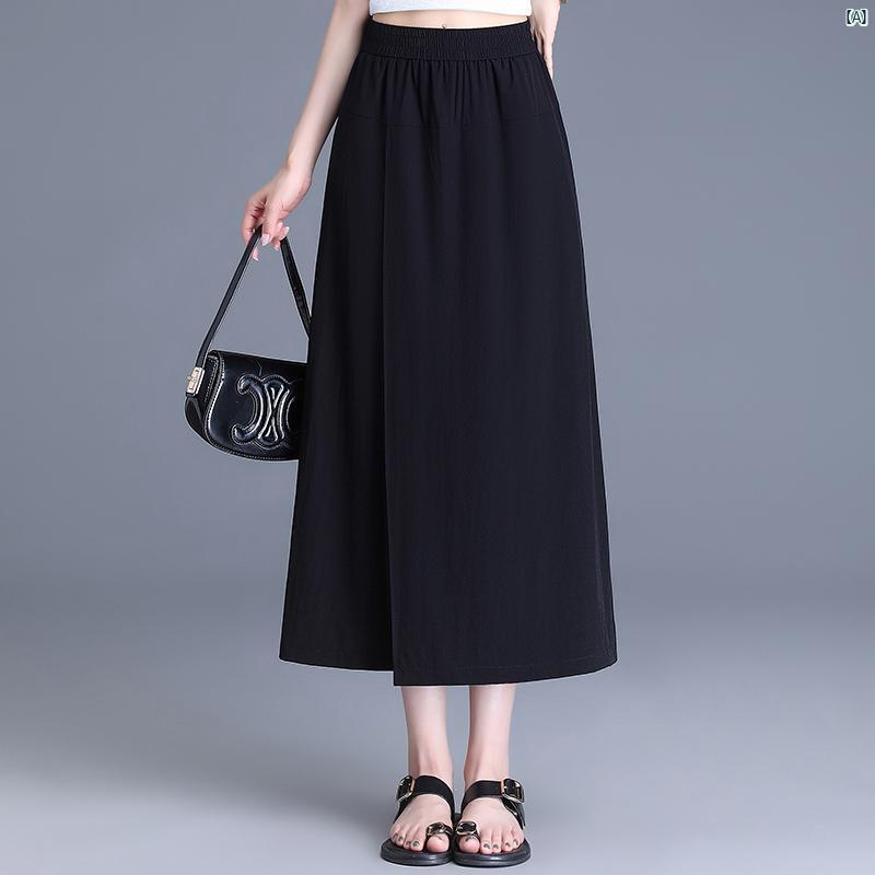 レディース ワイド レッグ キュロット 夏用 薄手 クロップドパンツ ハイウエスト ヒップ カバー カジュアル パンツ 軽量 通気性 たり