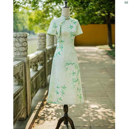 レディース 中華ドレス 中国ドレス チャイナドレス 綺麗 オシャレ パーティー 披露宴 上品 グリーン チャイナ ドレス 夏 中華風 若々しい ハイエンド 日常 ミドル丈 レディース 中華ドレス 中国ドレス チャイナドレス 綺麗 オシャレ パーティー 披露宴 上品 グリーン チャイナ ドレス 夏 中華風 若々しい ハイエンド 日常 ミドル丈