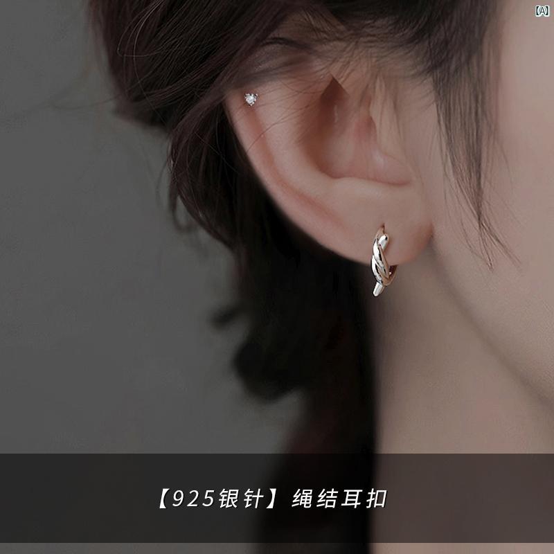 レディース アクセサリー ファッション おしゃれ 韓国 上品 綺麗 シンプル シルバー ニードル ノット ラップ 耳 ボタン ピアス まま 寝る き イヤリング 外す 必要