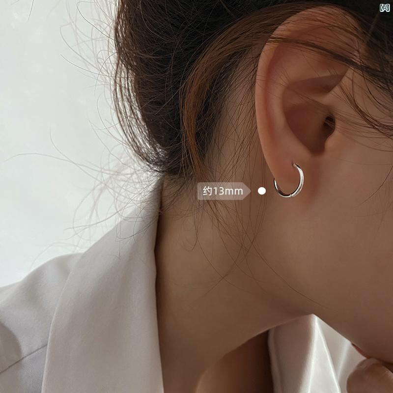 レディース アクセサリー ファッション おしゃれ 韓国 上品 綺麗 シンプル ミス S スターリングシルバー プレーン フープイヤリング 小柄 耳 バックル レディース 耳骨 リング