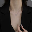 レディース アクセサリー ファッション おしゃれ 韓国 上品 綺麗 シンプル ミス ブラック ペンダント スクエア スターリングシルバー セーター ネックレス レディース ホット 鎖骨 チェーン