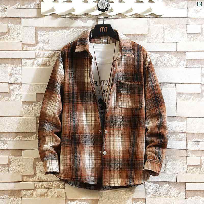 メンズ　ファッション　オシャレ　海外風 チェック柄 シャツ メンズ 長袖 春秋 たり 大きいサイズ 小柄 香り ウール ジャケット