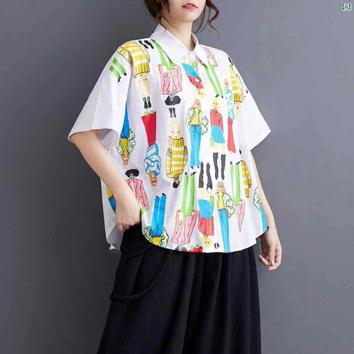 レディース ファッション ゆったり シンプル オシャレ 春夏 レトロ 無地 プリント シャツ 半袖 ポロ カラー 通勤 MM トップ レディース ファッション ゆったり シンプル オシャレ 春夏 レトロ 無地 プリント シャツ 半袖 ポロ カラー 通勤 MM トップ