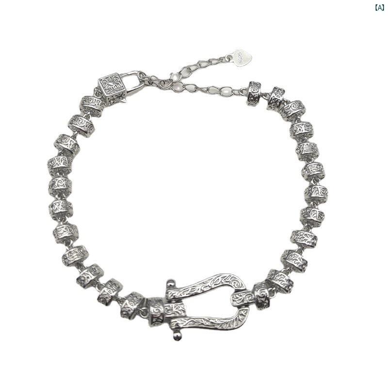 アクセサリー レディース　ファッション レディース Tangcao ベルボトム ブレスレットット 軽量 贅沢 個性 ハイエンド レトロ シルバー