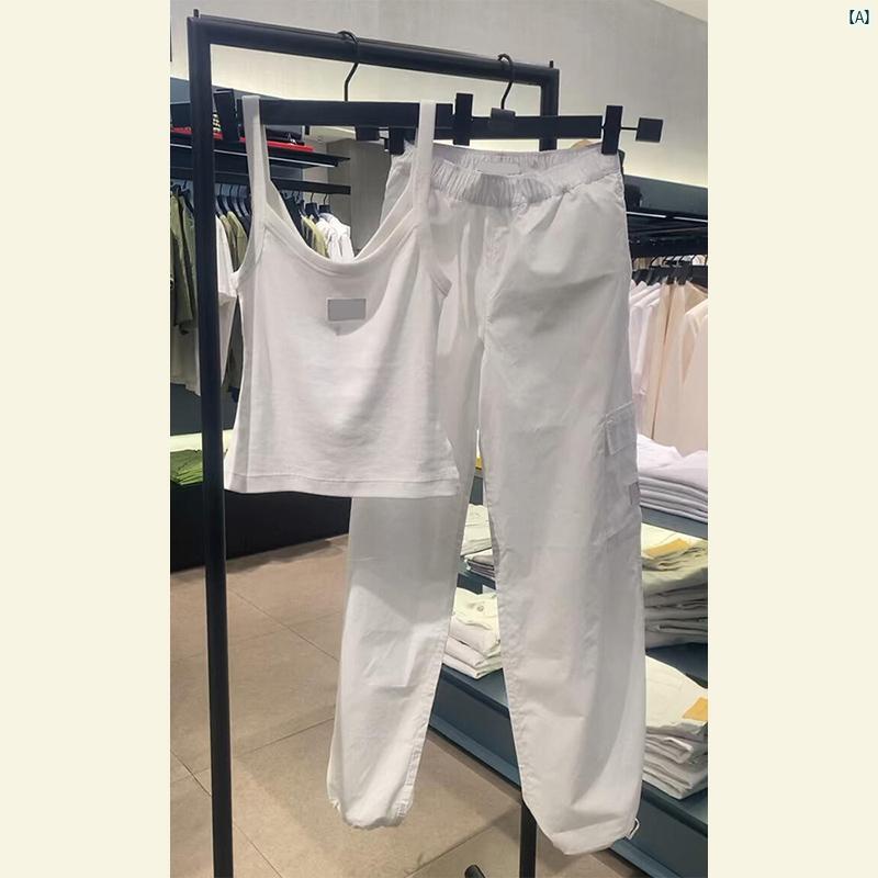 レディース ファッション おしゃれ 海外 秋 小型 ハイエンド ストリート ホワイト オーバー オール カジュアル パンツ セットアップ可能 完全 セット 着用