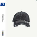 メンズ レディース ファッション ユニセックス 帽子 オシャレ 男女兼用 アメリカン レター 刺繍 ベースボール キャップ ストリート ヘビーデューティー ウォッシュデニム小顔 効果 破れ デニム(4)