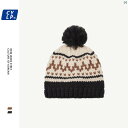 ニット帽 冬 メンズ レディース ファッション ユニセックス 帽子 オシャレ 冬 レディース ジャカード ウール ボール ニット 帽子 暖かい 韓国 顔 小柄 ファッション 北欧 耳保護(4)