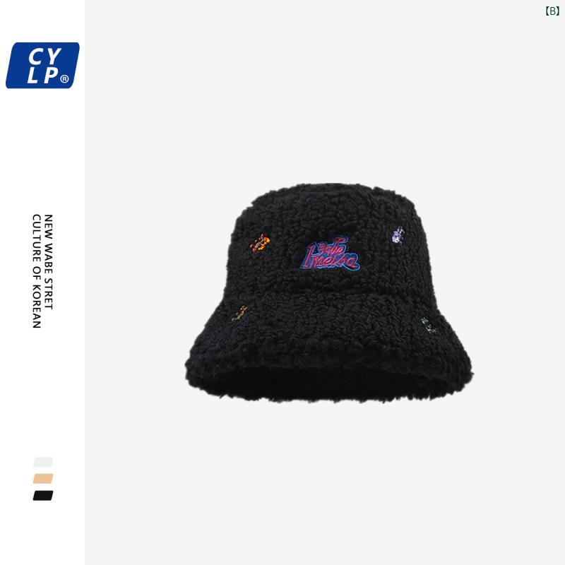 メンズ レディース ファッション ユニセックス 帽子 オシャレ カップル ストリート カラフル クマ フィッシャーマン ハット レディース 冬 暖かい 韓国 文字 刺繍 ラムウール バケット 男性