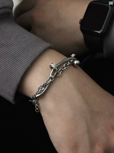 メンズファッション 小物 オシャレ メンズ アクセサリー 男子用 チタン鋼 二層 スタック ステッチ ブレスレットット 幸運 リング ジュエリー メンズファッション 小物 オシャレ メンズ アクセサリー 男子用 チタン鋼 二層 スタック ステッチ ブレスレットット 幸運 リング ジュエリー