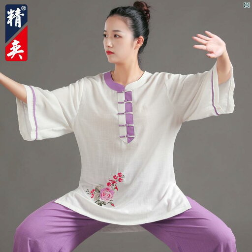 太極拳 服 レディース 刺繍 セットアップ可能 練習 男性 武道 パフォーマンス 夏 半袖 太極拳 服 レディース 刺繍 セットアップ可能 練習 男性 武道 パフォーマンス 夏 半袖