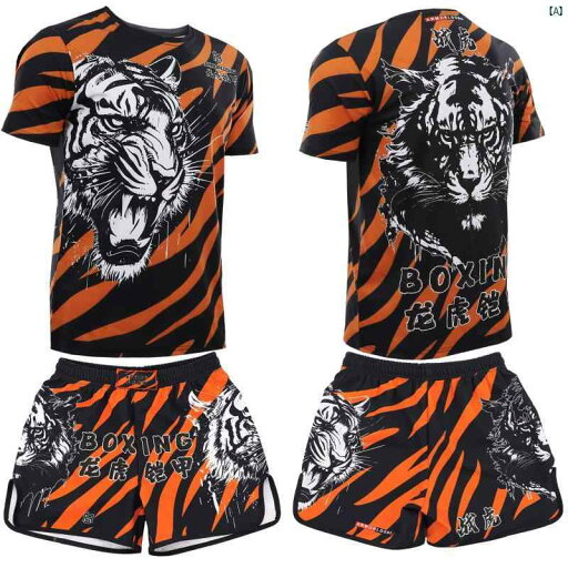 プロ ファイティング タイガー コーチ トレーニング 服 MMA フィットネス スーツ 速乾 格闘技 半袖 ショート パンツ Tシャツ プロ ファイティング タイガー コーチ トレーニング 服 MMA フィットネス スーツ 速乾 格闘技 半袖 ショート パンツ Tシャツ