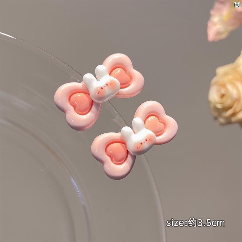 レディース レディース ファッション 韓国 韓国 かわいい ピンク リボン バニー ヘアピン レディース サイド 前髪 クリップ 子供 壊れ 毛 カモノハシ 帽子