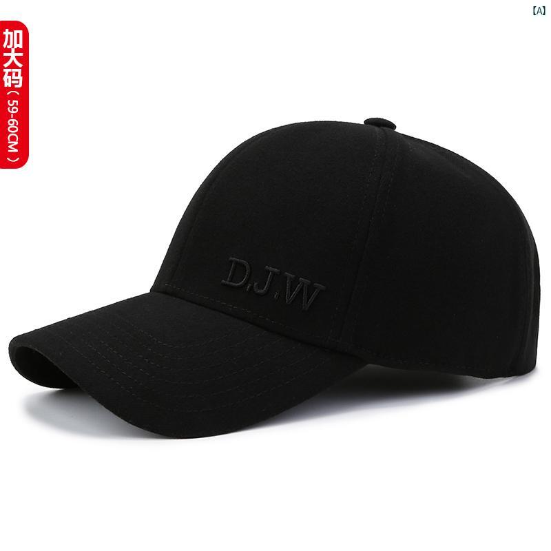 冬用 帽子 メンズ 大きめ サイズ 大きい 頭囲 文字 刺繍 ハード トップ ベースボール キャップ 秋冬 暖かい ウール ピークド