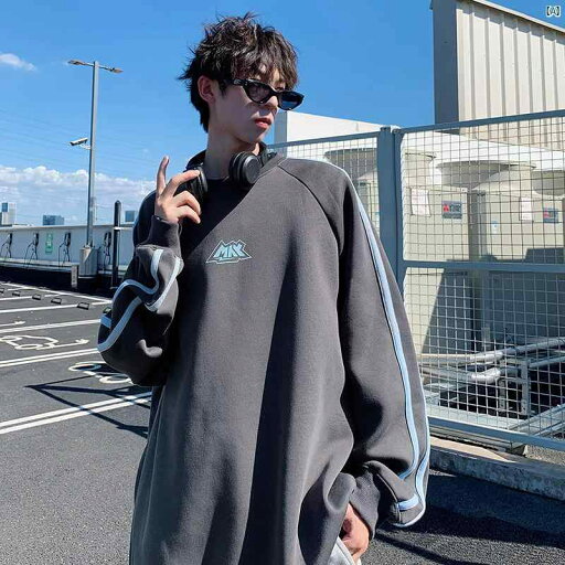 韓国メンズファッション メンズ メンズファッション 海外 オシャレ アメリカ ヘビー ストライプ スウェットシャツ 男性用 春秋 レトロ カジュアル ジャケット 韓国メンズファッション メンズ メンズファッション 海外 オシャレ アメリカ ヘビー ストライプ スウェットシャツ 男性用 春秋 レトロ カジュアル ジャケット