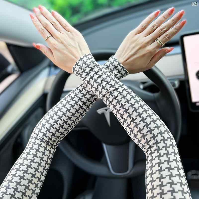 レディース　ファッション　ファッション小物　オシャレ 夏 シームレス 冷感 日焼け防止 ハンド スリーブ 長袖 手袋 メンズ 電気 自動車 運転用 たり 腕 保護