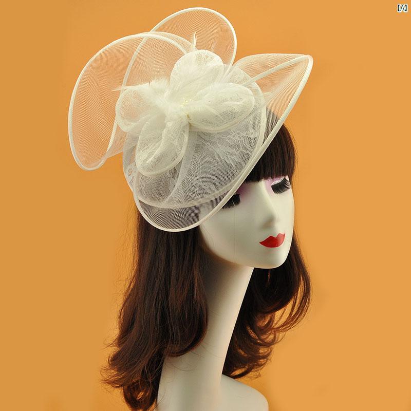 髪飾り　ヘアアクセサリー　綺麗 アメリカ ファッション パーティー パフォーマンス メッシュ レースフラワー ヘアピン ヘア アクセサリー 羽 花 写真 小道具 頭飾り