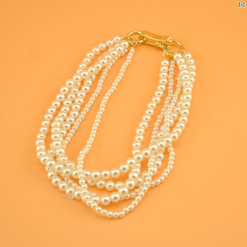 Weibo Night Dilireba イミテーションパール ネックレス 多層 重ね 学生 首輪 フレンチ レトロ 鎖骨 チェーン