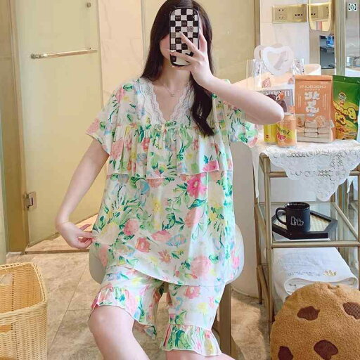 アンチ バンプ コットン パジャマ レディース 夏 半袖 クォーター パンツ ショーツ 薄手 ホーム 服 セットアップ可能大 サイズ アンチ バンプ コットン パジャマ レディース 夏 半袖 クォーター パンツ ショーツ 薄手 ホーム 服 セットアップ可能大 サイズ