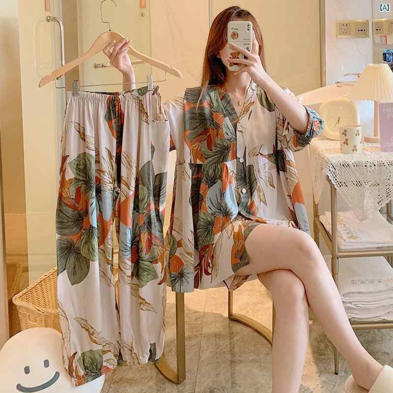 コットン パジャマ レディース 夏 スリーピース 半袖 ズボン ショーツ ホーム 服 セットアップ可能大 サイズ