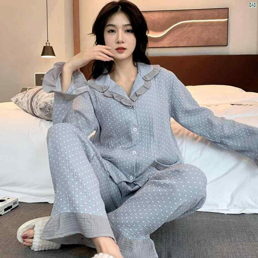 コットンガーゼ パジャマ レディース コットン 春秋 長袖 二層 ガーゼ ホーム 服 夏 2点セットアップ可能 クレープ 大きいサイズ コットンガーゼ パジャマ レディース コットン 春秋 長袖 二層 ガーゼ ホーム 服 夏 2点セットアップ可能 クレープ 大きいサイズ