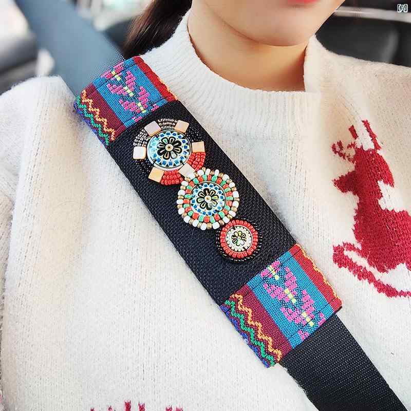 車用品　車　車内　装飾　華か　便利 オール シーズン シート ベルト 保護 カバー ビーズ 安全