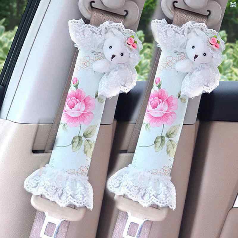 車用品　車　車内　装飾　華か　便利 シート ベルト ショルダー カバー レース 車内 用品 肩 保護