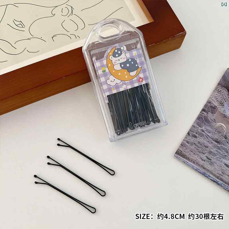 サイドブロー レディース ブラック 一文字 ヘアピン 小柄 かわいい 前髪 クリップ U 字 スチール