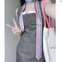 レディース ファッション 小物 スカーフ 柄 かわいい Y2K 平成 ワンポイント dao 秋 アクセサリー ストライプ スカーフ 装飾的 ロング ベルト ネクタイ シャツ カレッジ