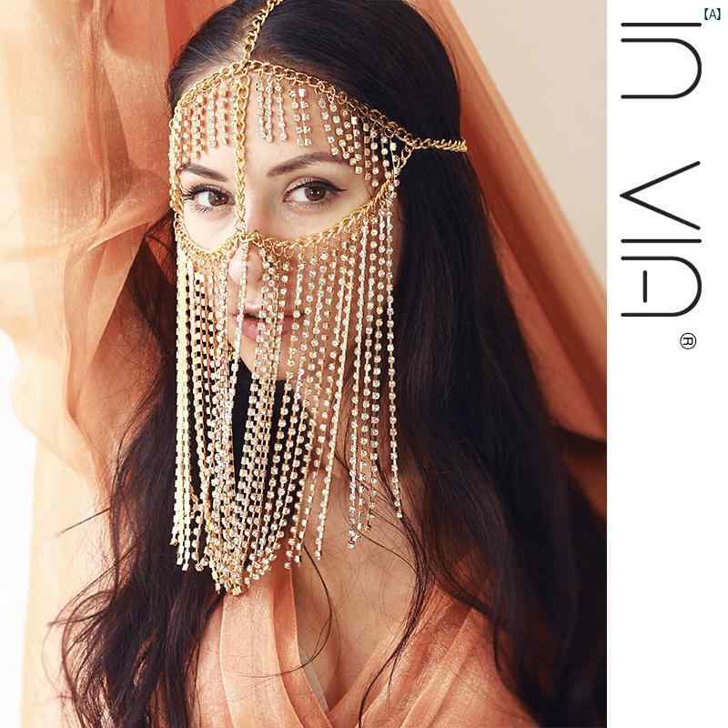レディース ファッション アクセサリー 小物 韓国 オシャレ ファッションアイテム インディアン ベリーダンス アクセサリー レディース 顔 ゴールド タッセル フェイス チェーン エキゾチック リゾート ナイトクラブ パフォーマンス マスク