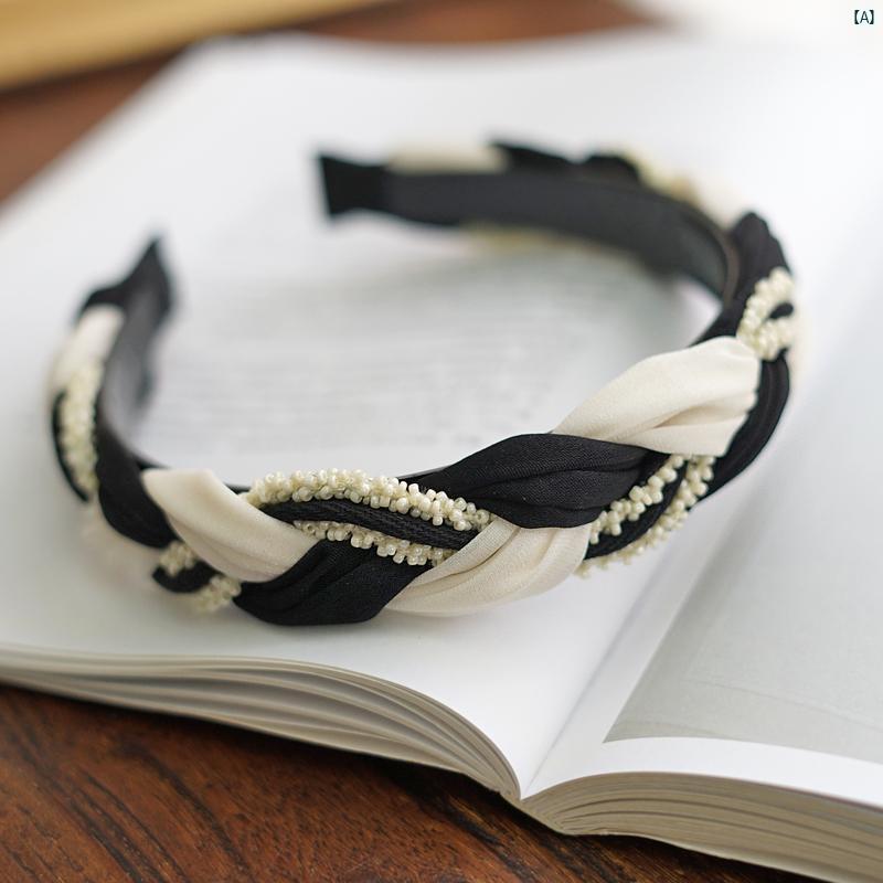 レディース　ファッション小物　雑貨　かわいい　個性的柄　ファッションアイテム　ワンポイント ビーズ ツイスト ハイ スカルヘッド バンド 歯 付き 滑り止め 韓国 ヘア 洞窟 ヘッド