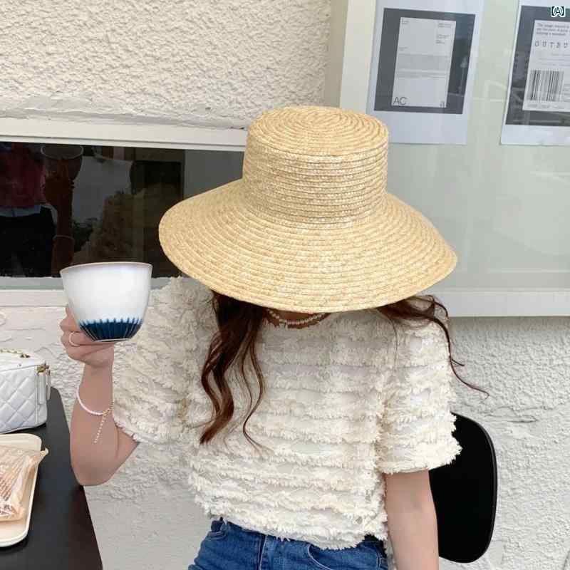 レディース　ファッション　帽子　オシャレ　モダン　上品　大歳　ファッションアイテム 韓国 垂れ 下った つば広 フラット トップ 麦 帽子 夏 旅行中 顔覆う 日焼け防止 ビーチハット