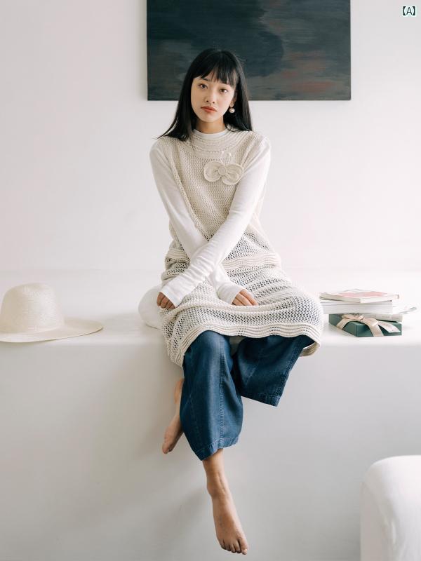 レディース　ファッション小物　雑貨　かわいい　個性的柄　ファッションアイテム　ワンポイント アーティスト シリーズ リネンニット ブラウス ドレス 文学 レイ ヤード