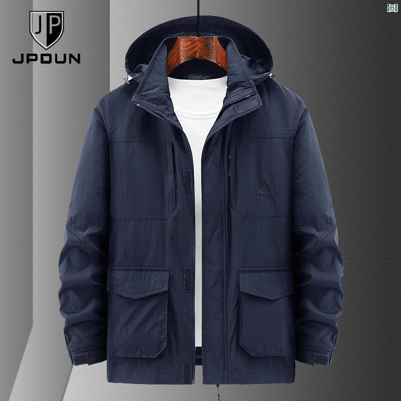 春秋 薄手 メンズ アウトドア ジャケット カジュアル 取り外し 可能 フード マルチ ポケット トップ